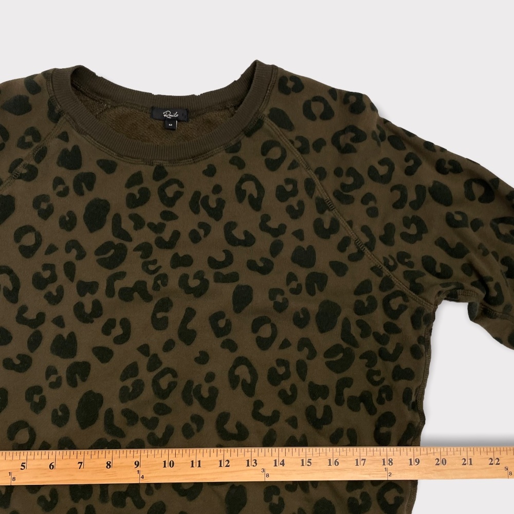 Rails Theo Flocked Olive Green Leopard Sweater - Picture 5 of 7